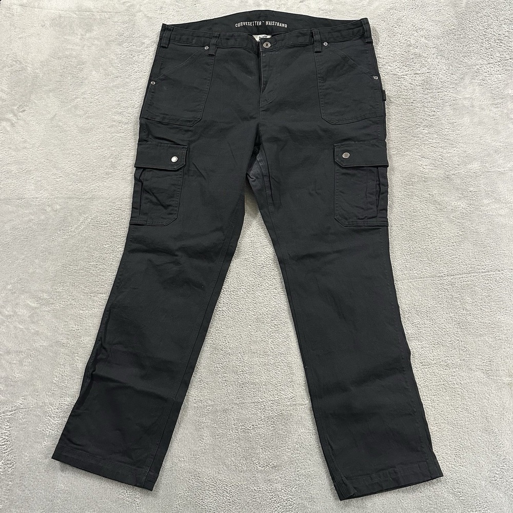 Duluth Trading Curve Cargo Work Pants Women 18 x 29 Black Heavyweight Workwear